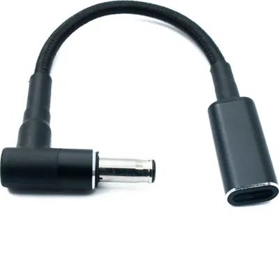 Produktbild von DC 20V Kabel 15 cm 5,5 x 3,0 Stecker zu USB 3.1 Typ C Buchse geflochten Winkel | System-S