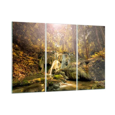 Produktbild von Bilder auf glas - Wald Wasserfall Natur Umwelt - 105x70cm - Glasbilder - Wandbilder - Kunstdruck - zum Aufhängen bereit - Wanddekoration aus Glas - Glas Bilder - Wandbild auf Glas - GCE105x70-2959