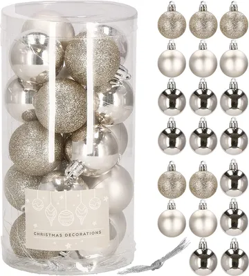 Immagine prodotto di SPRINGOS Set di 20 baubles per albero di Natale color champagne in plastica glitterata opaca lucida Decorazioni per albero di Natale per feste natalizie matrimoni