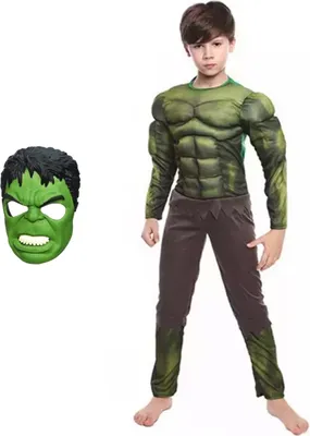 Produktbild von Costüm-Set mit Hulk-Muskelweste und Maske für Kinder, War, Größe 110–120 cm, für 5–7 Jahre
