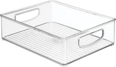 Produktbild von Unyqoos® iDesign Kitchen Binz Aufbewahrungsbox für Küchenschrank – transparentes Acryl, stapelbar, 20,5 x 25,5 x 7,5 cm (H)