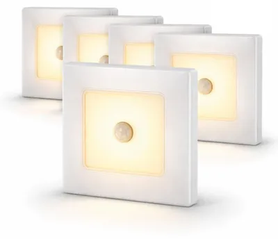 Obrázok produktu pre Sada 5 LED schodiskových svietidiel s detektorom pohybu, teplá biela farba, 3000 K