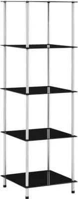 Obrázok produktu pre Regál s 5 policami, čierny 40x40x130 cm, tvrdené sklo