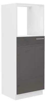 Produktbild von Küchen Midi Hochschrank 60 Lara Grau Glanz + Weiss matt Küchenzeile Küchenblock