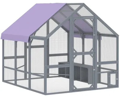 Zdjęcie produktu dla Kurnik z wybiegiem dla 8-10 kur | Kolor: ciemnoszary | Wymiary: 186,5 x 211 x 185,5 cm