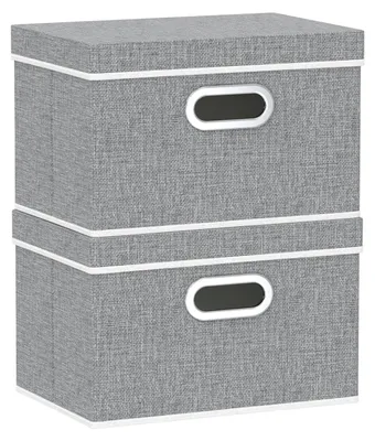 Produktbild von Aufbewahrungsboxen mit Deckel, faltbare Stoffboxen mit Griffen, Aufbewahrungsboxen fürs Schlafzimmer, Kleideraufbewahrungsboxen, 32 x 23 x 20 cm
