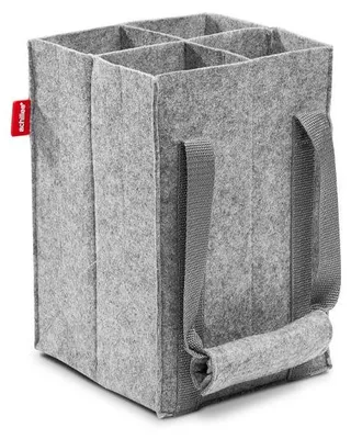 Produktbild von 4er Flaschentasche Filz – Kompakter Flaschenträger für bis zu 4 Flaschen – Für 1,5L Flaschen geeignet – Geräuschlos dank Filz-Trennwänden – Stabil & formfest bis 14kg – Reißfeste Trageriemen mit Klettgriff