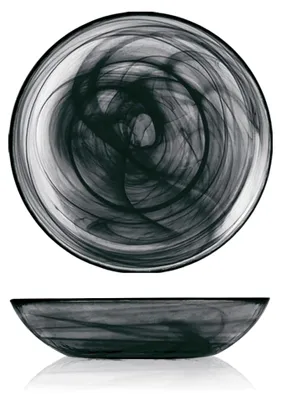 Produktbild von 6 Teller aus schwarzem Alabasterglas, Durchmesser 21 cm