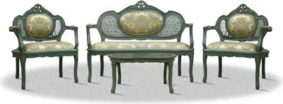 Produktbild von Casa Padrino Barock Salon Set mit Sitzbank 2 Stühlen und Tisch - Limited Edition