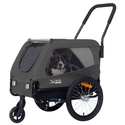 Produktbild von Fahrradhundeanhänger Tiggo Medium Hundeanhänger & Buggy 2in1 Fahrradanhänger Hundebuggy GRAU