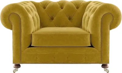 Obrázok produktu pre Luxus Sessel Wohnzimmer Gelb Polstermöbel Textil Sitz Chesterfield