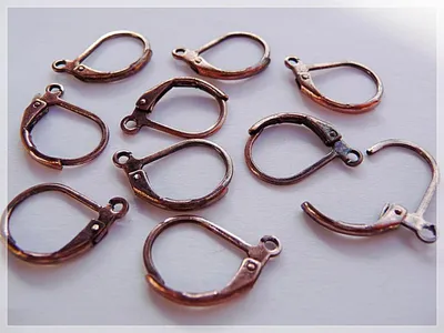 Produktbild von Vintageparts 10 Brisuren vintage Kupfer, Klappohrring Messing oval