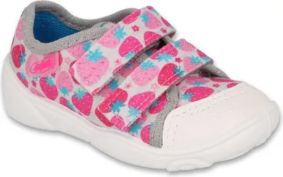Produktbild von Mädchen Canvas-Sneaker Befado 907P152 grau-rosa, Erdbeeren, Klettverschluss