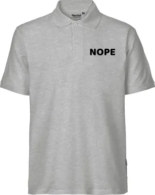 Produktbild von Huuraa Herren Polo Shirt Nope Schriftzug L Sport Grey Bio Baumwolle Fairtrade Poloshirt Geschenkidee