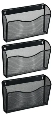 Produktbild von Relaxdays Zeitschriftenhalter Wand, 3er Set, A4, Eisen, HBT: 22 x 35,5 x 8,5 cm, Magazinhalter, Zeitungshalter, schwarz