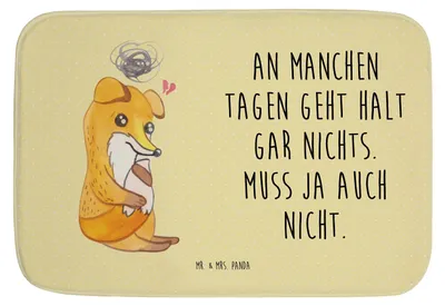 Produktbild von Mr. & Mrs. Panda Badteppich Fuchs Depressionen - Gelb Pastell - Geschenk, Badezimmerteppich, Teppich Fürs Bad, Duschvorleger, Badematte, Badvorleger, Depressiv