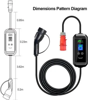 Zdjęcie produktu dla Przenośna stacja ładowania - 16A, 3 fazy, 11 kW - kabel 5 metrów - wtyczka typu 2 - sterowanie za pomocą aplikacji Wi-Fi - do samochodów elektrycznych