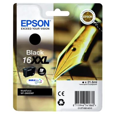 Produktbild von Epson Singlepack Black 16XXL DURABrite Ultra Ink, Schwarz, Tinte auf Pigmentbasis, 21,6 ml, 1 Stück(e), 1000 Seiten