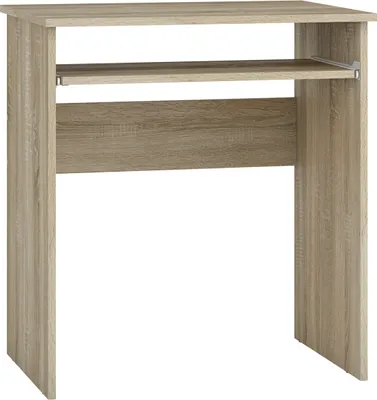 A simple, modern desk with a shelf.
