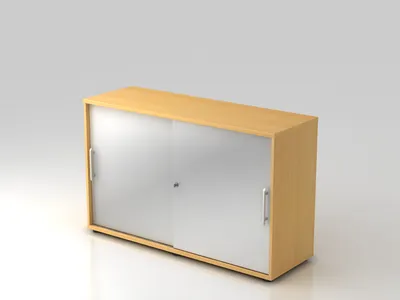 Produktbild von Schiebetürschrank Derie 9 2 OH BxTxH 120x40x74,8cm Griff RE Buche/Silber