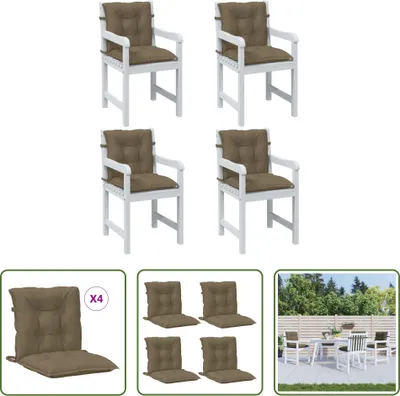 Image de The Living Store Coussin pour chaise à dossier bas 4 pcs. Melange Taupe 100x50x7 cm Tissu