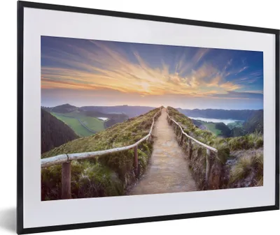 Produktbild von MuchoWow® Gerahmtes Poster Berge - Natur - Weg 60x40 cm - Poster mit Schwarzem Bilderrahmen Wandposter Rahmen Foto Bilder - Schlafzimmer - Plakat in Rahmen - Drucken