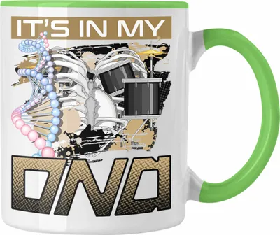 Produktbild von Trendation - Schlagzeug Tasse Geschenk für Schlagzeug-Spieler Spruch It's In My DNA Geschenkidee Lustig (Grün)
