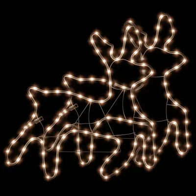 Image de vidaXL Silhouettes de rennes LED 2 pcs. Blanc chaud 57x55x4,5 cm