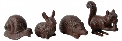 Image de Lot de 4 animaux en fonte - Marron - L 14,6 x l 5,9 x H 11,5 cm