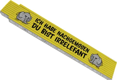 Produktbild von Meterstab aus Holz mit lustigem Comic-Elefanten - Ich hab nachgemessen du bist