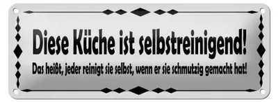 Produktbild von Blechschild  diese Küche ist selbstaufräumend, 27x10 cm, Blechschilder Spruch Küche Kochmütze
