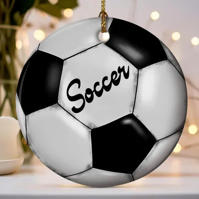 Sport-Weihnachtsbaum-Anhänger, Fußball, Acryl, 8 cm, mit Kordel