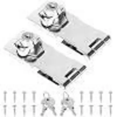 Image de Lot de 2 serrures de sécurité en acier inoxydable argenté, de 4 pouces, avec clé, pour portail de jardin, garage, armoire