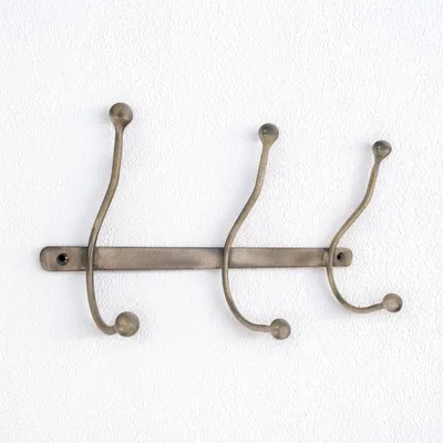 Wandhaken aus Gusseisen, 3 Haken, Antik-Finish, 340 mm