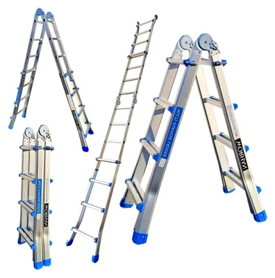 Produktbild von Teleskopleiter 414 cm Anlegeleiter Klappleiter Multifunktionsleiter