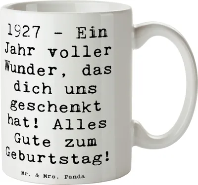 Produktbild von Mr. & Mrs. Panda Kaffeetasse Spruch 1927 Geburtstag - Weiß - Geschenk, Pott, Geschenkidee, Geburtstagsgeschenk, Happy Birthday, Glückwunsch, haferl, Geburtsjahr, Teetasse