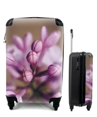 Produktbild von MuchoWow® Koffer Handgepäck Trolley Rollkoffer Kleine Reisekoffer mit 4 Rollen - Nahaufnahme eines lila/rosa Flieders - Cabin Size < 55x40x23 cm & 55x40x20 cm - Fotokoffer - Kabinenkoffer - Boardgepäck - Reise-Box - Reisekoffer - Reisegepäck - Koffer mit Bild - Trolley für Kinder