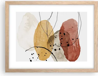 Produktbild von Gerahmtes Poster - Rahmen in heller Eiche - Aquarell Abstraktion Formen - 40x30 cm - Wand Bild - Wanddeko - Wandbilder - Kunstposter - Wandposter - Bilderrahmen - Bilder - Kunstdruck - P2NAA40x30-4658