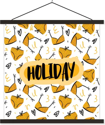 Produktbild von MuchoWow® Textilposter Gelb - Schwarz - Sommer 120x120 cm mit schwarzem Rahmen - Aufhängungsset
