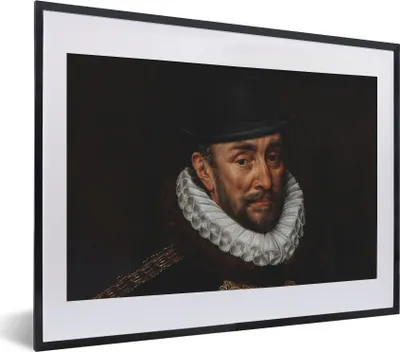 Produktbild von MuchoWow® Gerahmtes Poster Wilhelm von Oranien - Adriaen Thomasz 40x30 cm - Poster mit Schwarzem Bilderrahmen Wandposter Rahmen Foto Bilder - Bilderrahmen - Poster im Rahmen