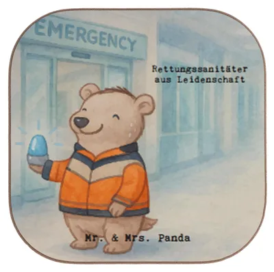 Produktbild von Mr. & Mrs. Panda Tassen Untersetzer Rettungssanitäter Leidenschaft Design - Weiß - Geschenk, Tischuntersetzer, gläseruntersetzer, für Gläser, Coaster, Tassenuntersetzer