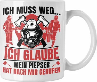 Produktbild von Trendation - Feuerwehr Spruch Geschenk Tasse Feuerwehrmann Geschenkidee Lustig Männer (Weiß)