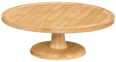Produktbild von KINVARA Servierplatte Tortenplatte 30 cm Kuchenplatte aus Bambus braun Tortenständer
