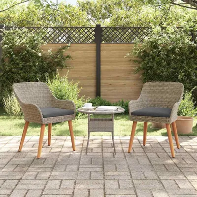 Produktbild von 2er-Set Gartenstühle aus schwarzem Poly-Rattan, 62,5 x 55 x 82 cm