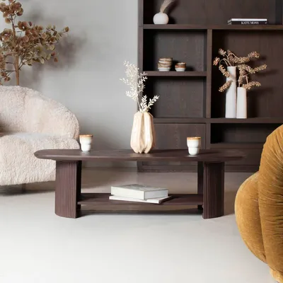 Productafbeelding van Salontafel Lorna Walnoot 130cm - Giga Meubel
