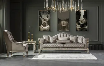 Produktbild von Sessel Grau Luxus Polster Stoff 1Sitzer Chesterfield Modern Möbel Wohnzimmer Neu