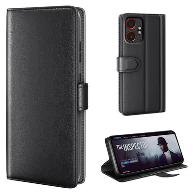 Produktbild von Echtleder Handyhülle für Samsung Galaxy Xcover7 Pro Lederhülle Cover Case Tasche Klapphülle Fliphülle Leder Hülle Farbe: Schwarz