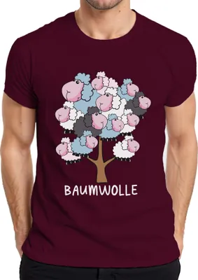 Produktbild von Baumwolle Schafbaum Cartoon Baumwollbaum Schafe Bauernhof Humor Herren T-Shirt, Burgundy, L
