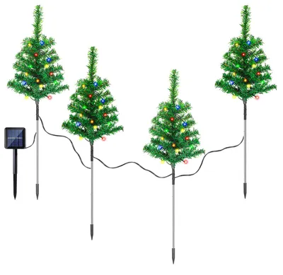 Zdjęcie produktu dla Świąteczne lampki solarne do ogrodu Peviasot, zestaw 4 sztuk, 80 diod LED, 8 trybów świecenia, 50 cm, dekoracja świąteczna do ogrodu
