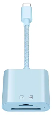 Produktbild von INF Type-C Dual-Kartenleser SD+TF 15M/s ABS 3.5cmx14.8cm für MacBook iPad Blau
